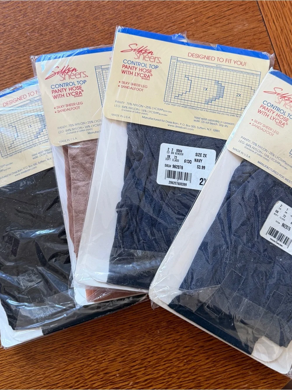 NWT 4 Pairs of Silken Sheers Westport Woman Sz 2X Beige, Black, 2 pr Navy Blue